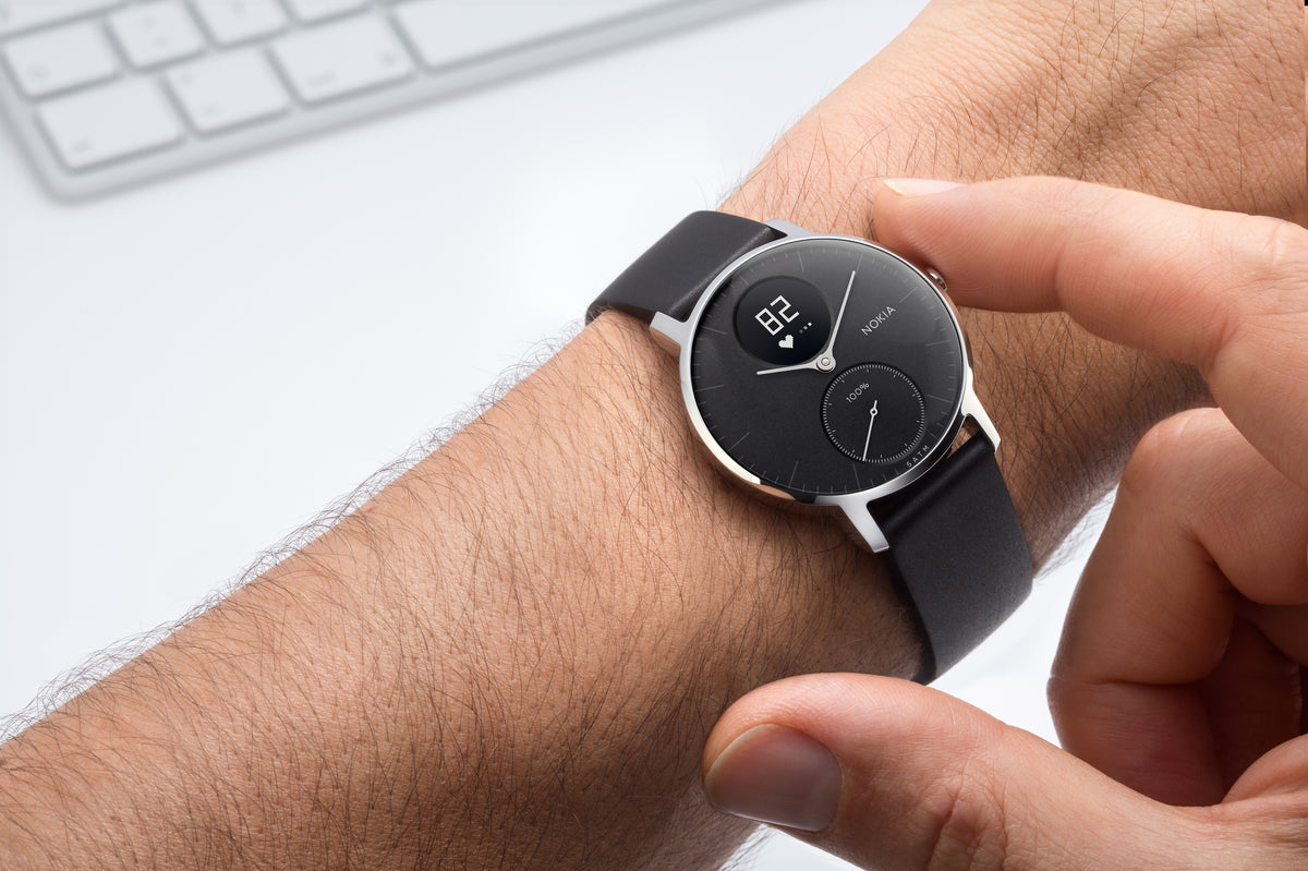 Withings Steel HR 36mm Black Hybrid Smartwatch 25 day battery life FitTrack Australia