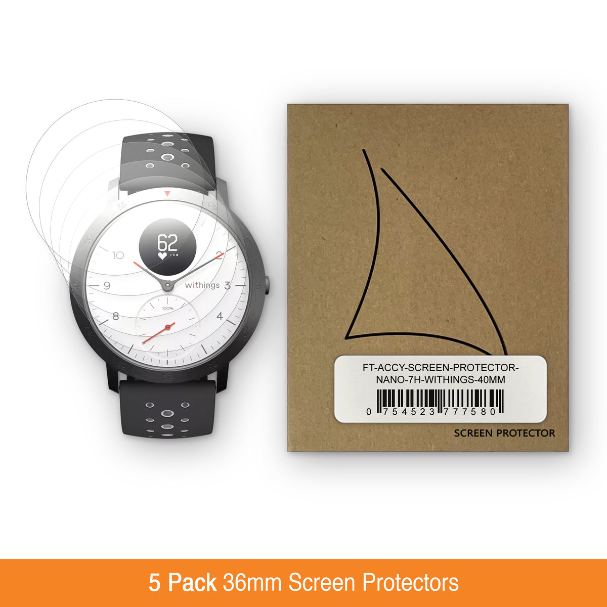 Withings Steel Steel HR 7H Nano Screen Protector 5 Pack