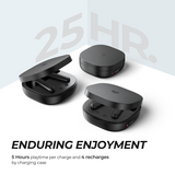 Soundpeats Trueair2 Enduring Enjoyment - 5 Hours playtime per charge and 4 recharges by charging case
