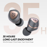 Soundpeats Sonic - 35 Hours Long-last enjoyment - 15 Hours per charge / 2 Times Charge / Type-C Quick Charge
