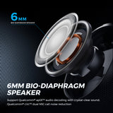 Soundpeats Truecapsule2 6MM Bio-Diaphragm Speaker - Support Qualcomm aptX audio decoding with crystal-clear sound; Qualcomm cVc dual MIC call noise reduction