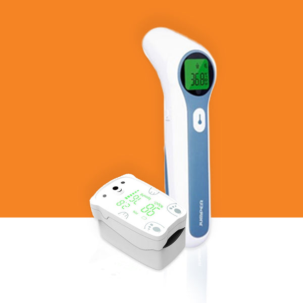 Children's Fingertip Pulse Oximeter + Non-Contact Infrared Thermometer Bundle
