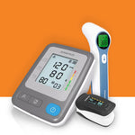 Fingertip Pulse Oximeter + Non-Contact Infrared Thermometer + Compact Blood Pressure Monitor Bundle