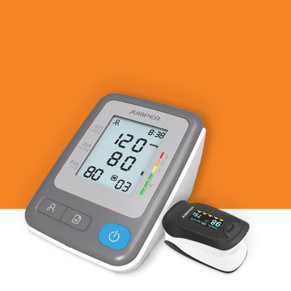 Fingertip Pulse Oximeter + Compact Blood Pressure Monitor Bundle