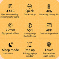 QCY T13 - Bluetooth 5.1 Wireless Earphones Specs