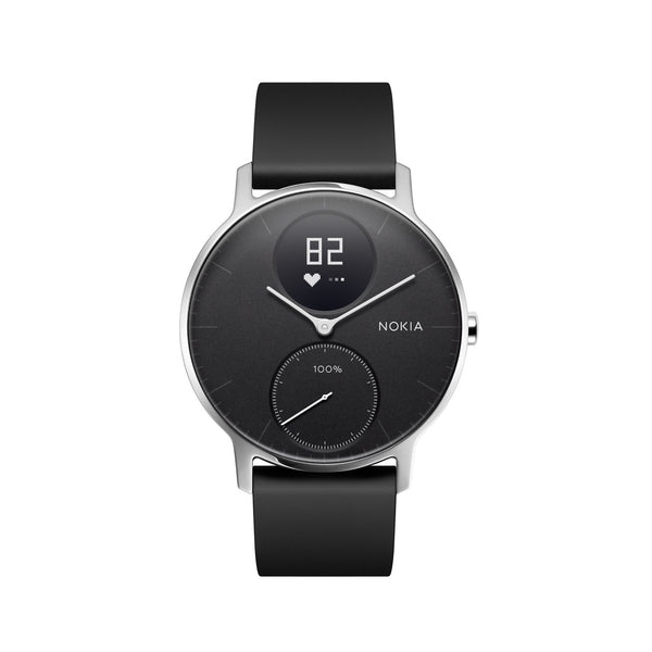 Withings Steel HR (36mm Black)- Hybrid Smartwatch, 25 day battery