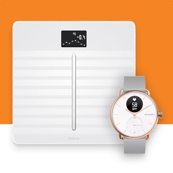 Withings Scanwatch (Rose Gold 38mm) +Withings Body Cardio (White)